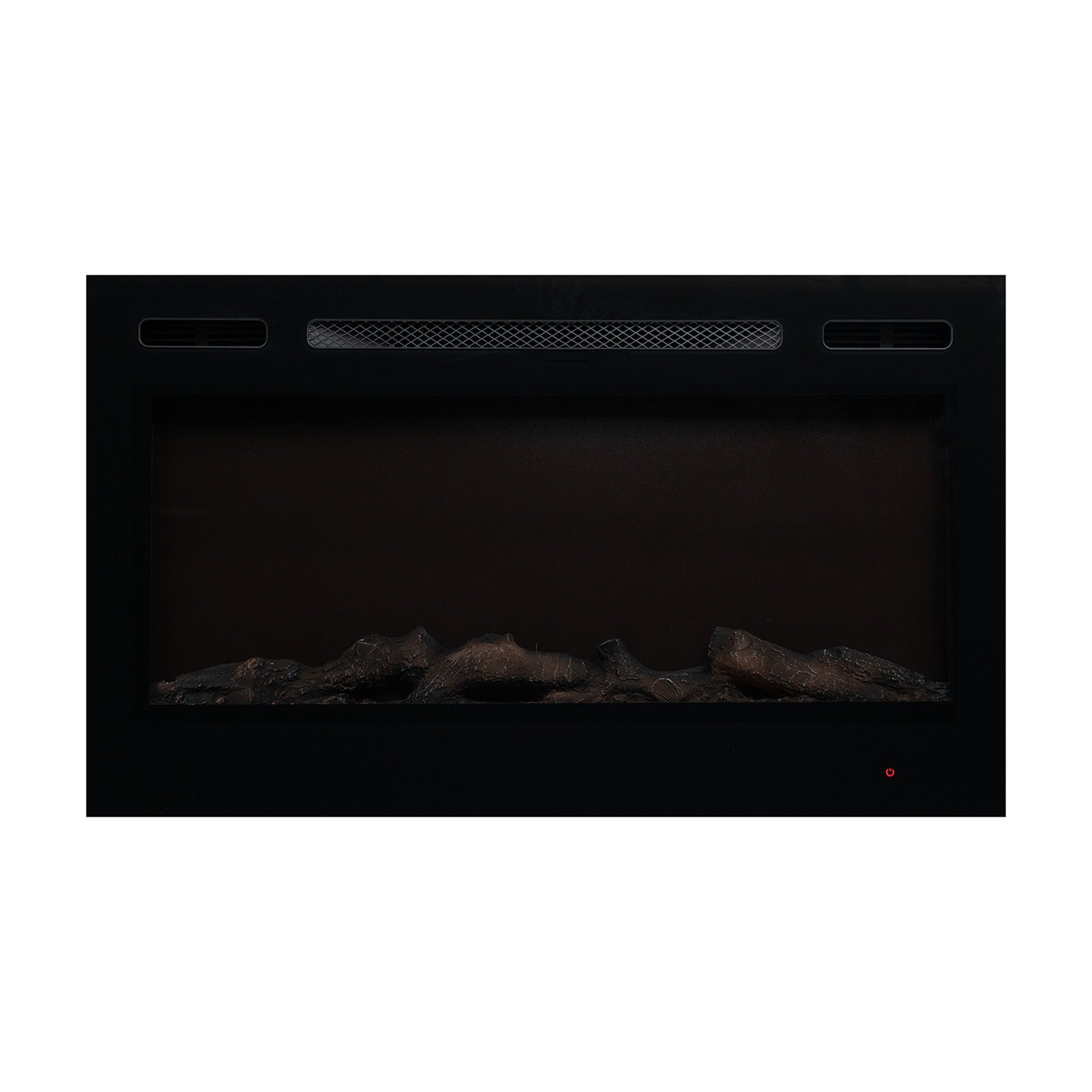 Edenbranch 36 Black Wall Mounted or Built In Recessed Electric Fireplace w/ Log Flame Effect