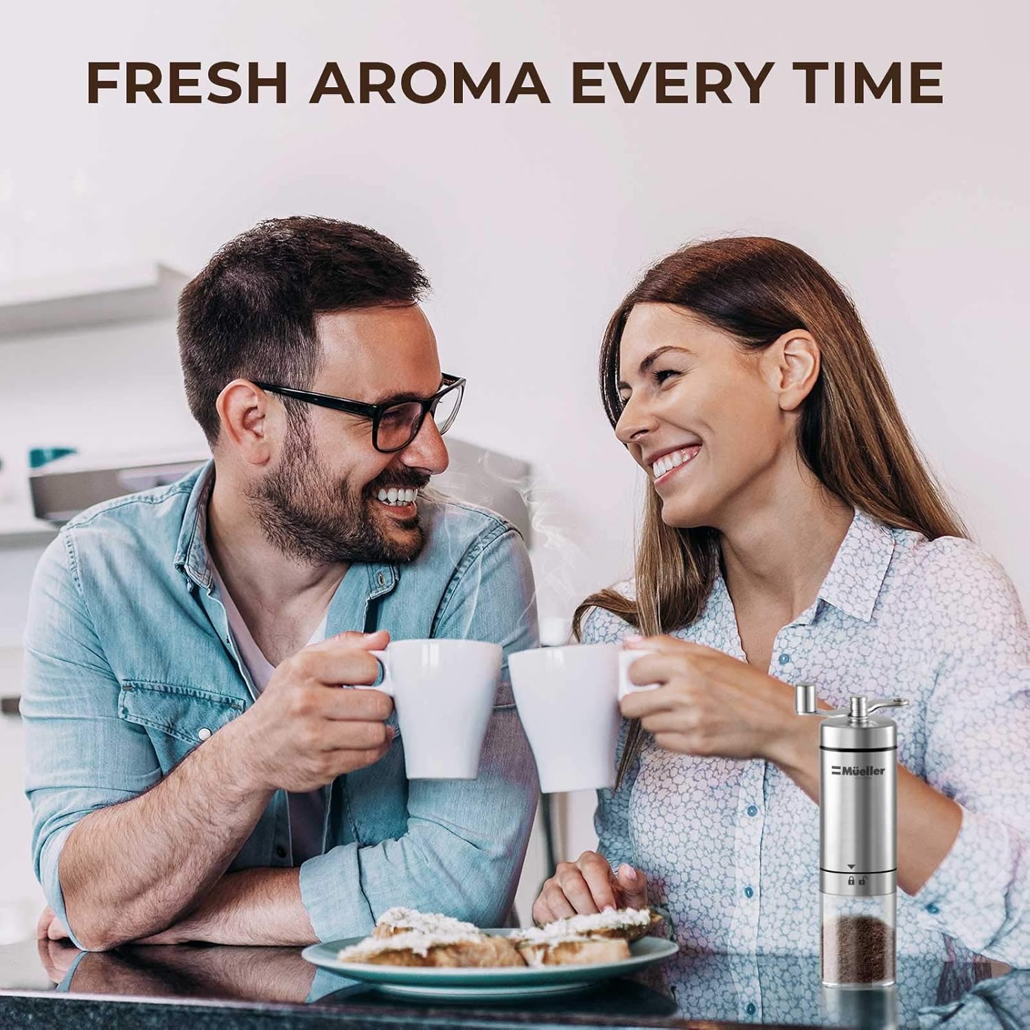 Mueller Conical Burr Adjustable Manual Stainless Steel Coffee Grinder