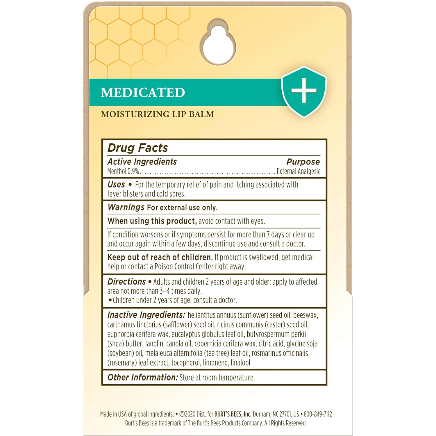 Burt's Bees Medicated Lip Balm, Soothes Chapped Lips with Menthol Counter Display, 12 Sticks Included