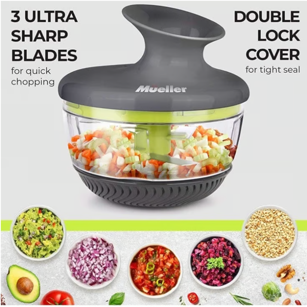 Mueller Austria Rolling Chopper, Shaker, Mixer, Cutter, Slicer, Zester Pro - Strongest - 30% Heavier Duty Multi Vegetable-Fruit-Spice-Kitchen Tool/Utensil, L