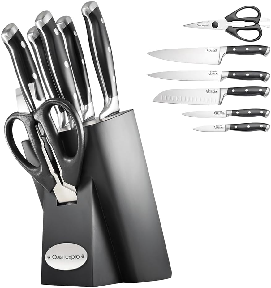 Cuisine Pro ARTISAN 7-Piece Stainless Steel Knife Set with Finster Knife Block