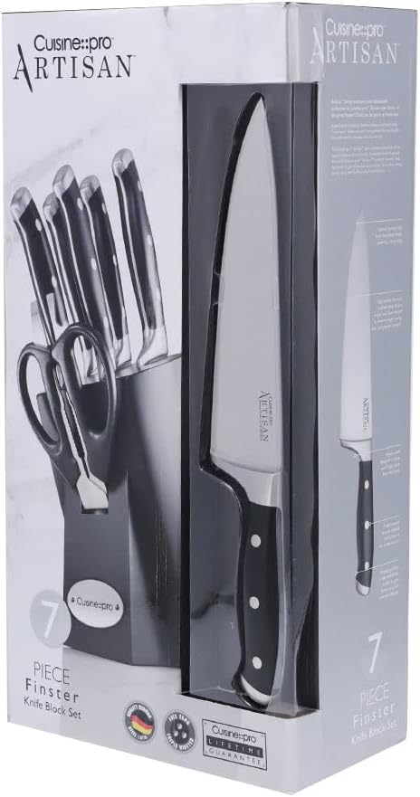 Cuisine Pro ARTISAN 7-Piece Stainless Steel Knife Set with Finster Knife Block