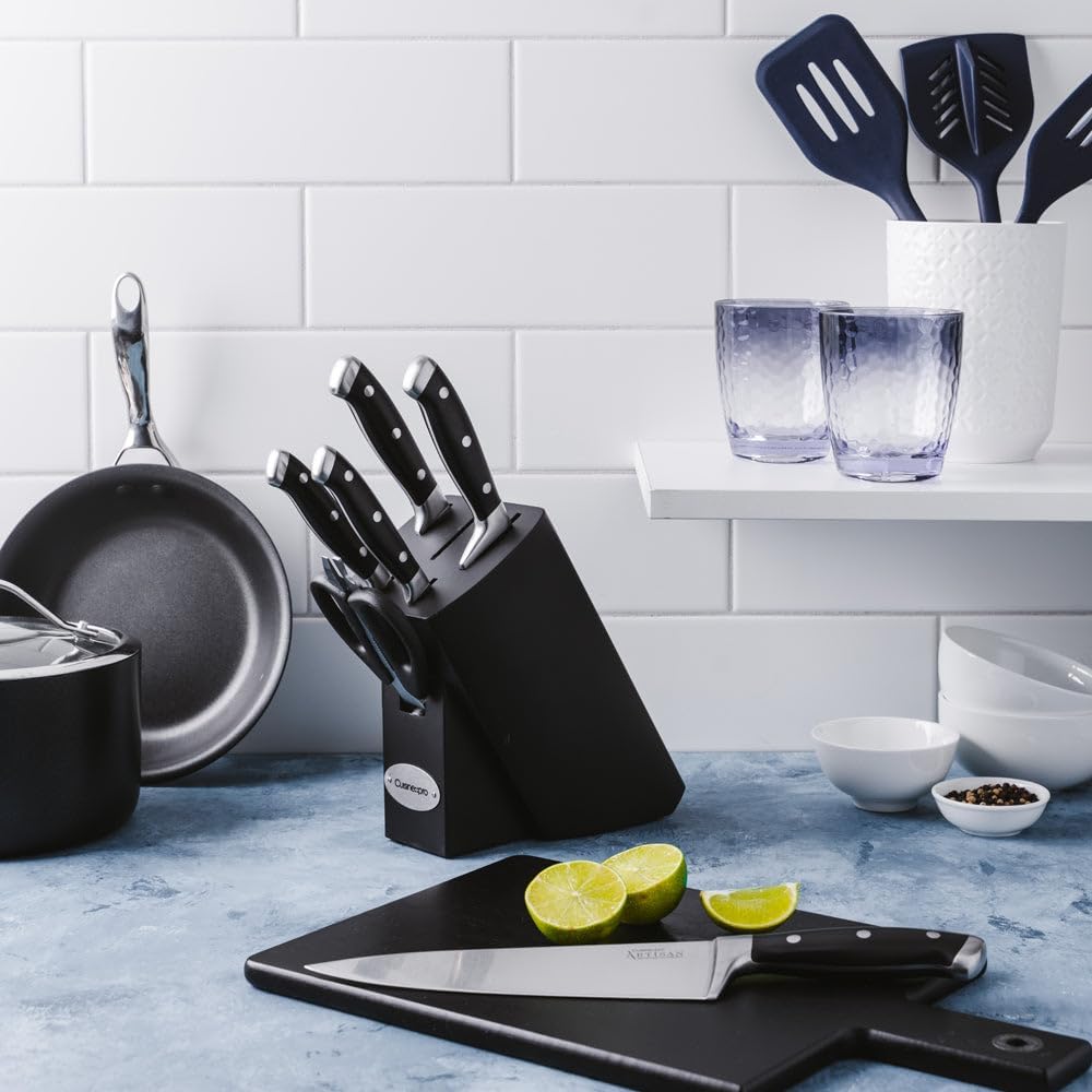 Cuisine Pro ARTISAN 7-Piece Stainless Steel Knife Set with Finster Knife Block