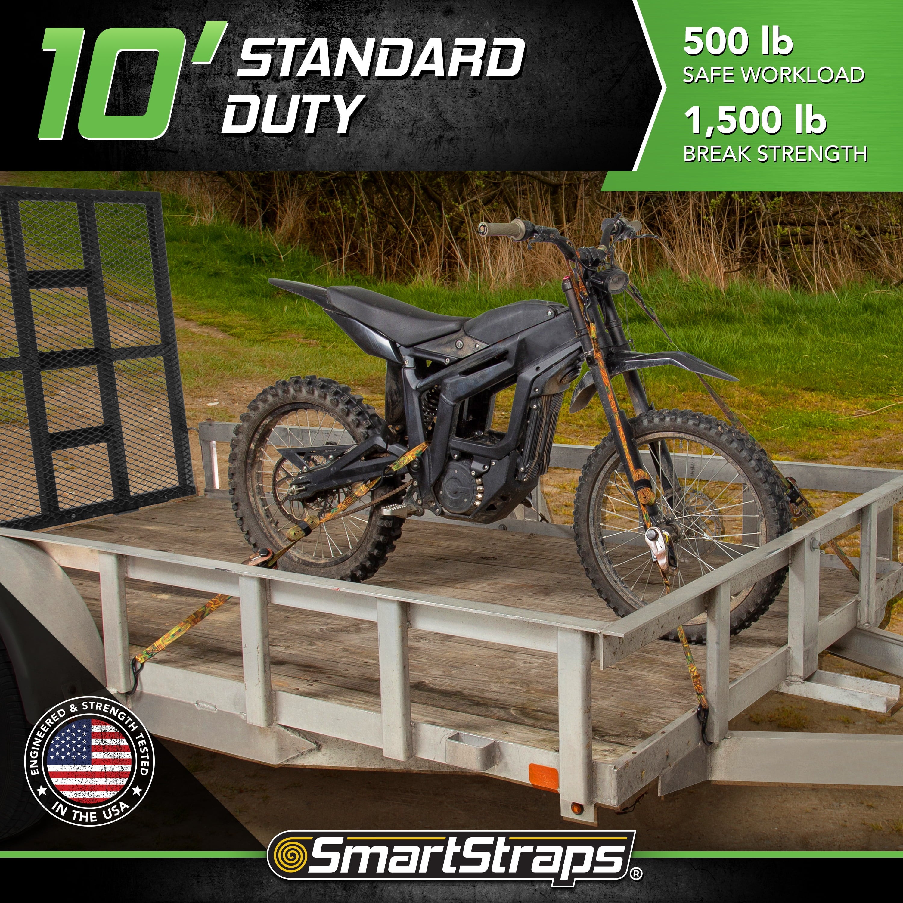 SmartStraps 10 ft. Camo CamoX Standard Duty Ratchet Tie Down Straps, 500 lb. Safe Work Load - 2 pack