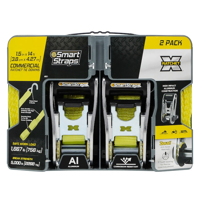 SmartStraps, 14ft. 5000lb Ratchet X Ratchet Tie Down 2Pk Yellow