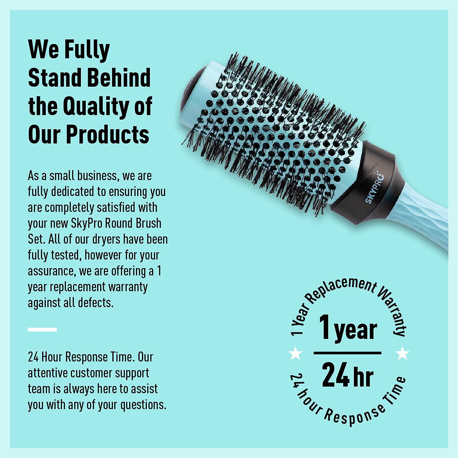 SKYPRO Professional Series 4-Piece Round Brush Set for Blow Drying with Paddle Brush by SKYPRO | Ceramic Ion Barrel | Volumizing Roller Brush w/Long Ultra-Glide Bristles, Comfort Grip for Easy Hair Styling