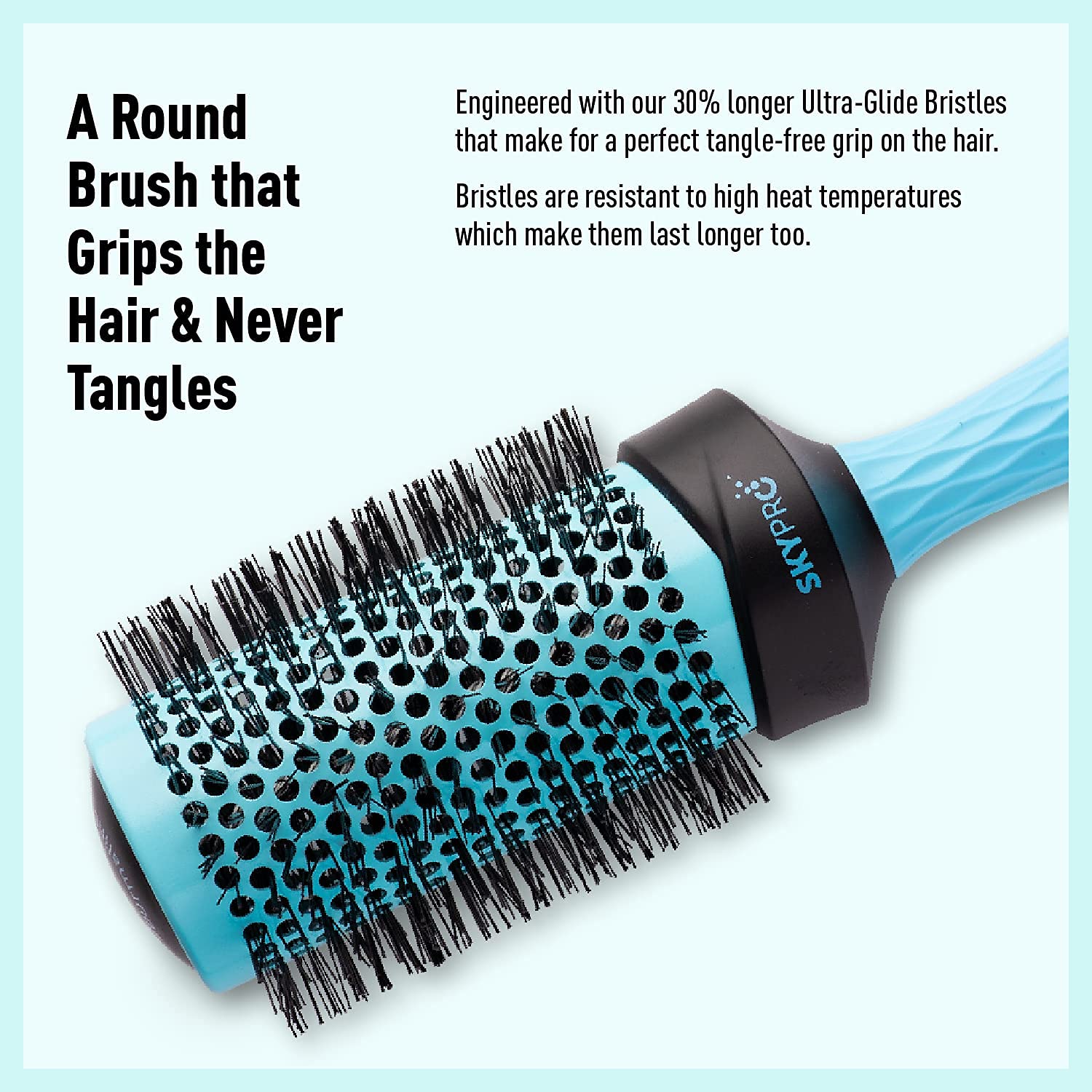 SKYPRO Professional 2" Round Brush – Large Ceramic Ion Barrel Volumizing Blow Drying Brush with Ultra-Glide Bristles