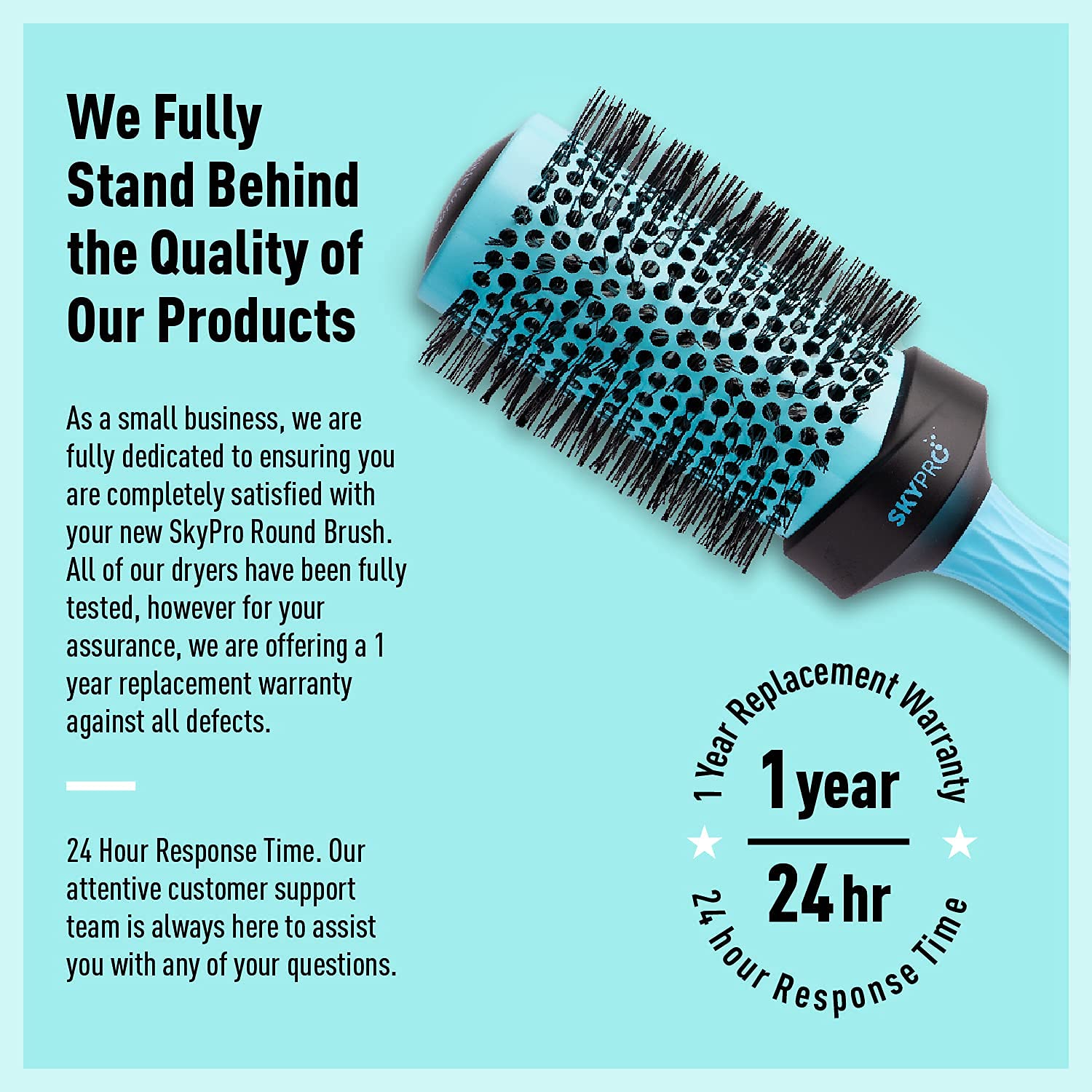 SKYPRO Professional 2" Round Brush – Large Ceramic Ion Barrel Volumizing Blow Drying Brush with Ultra-Glide Bristles