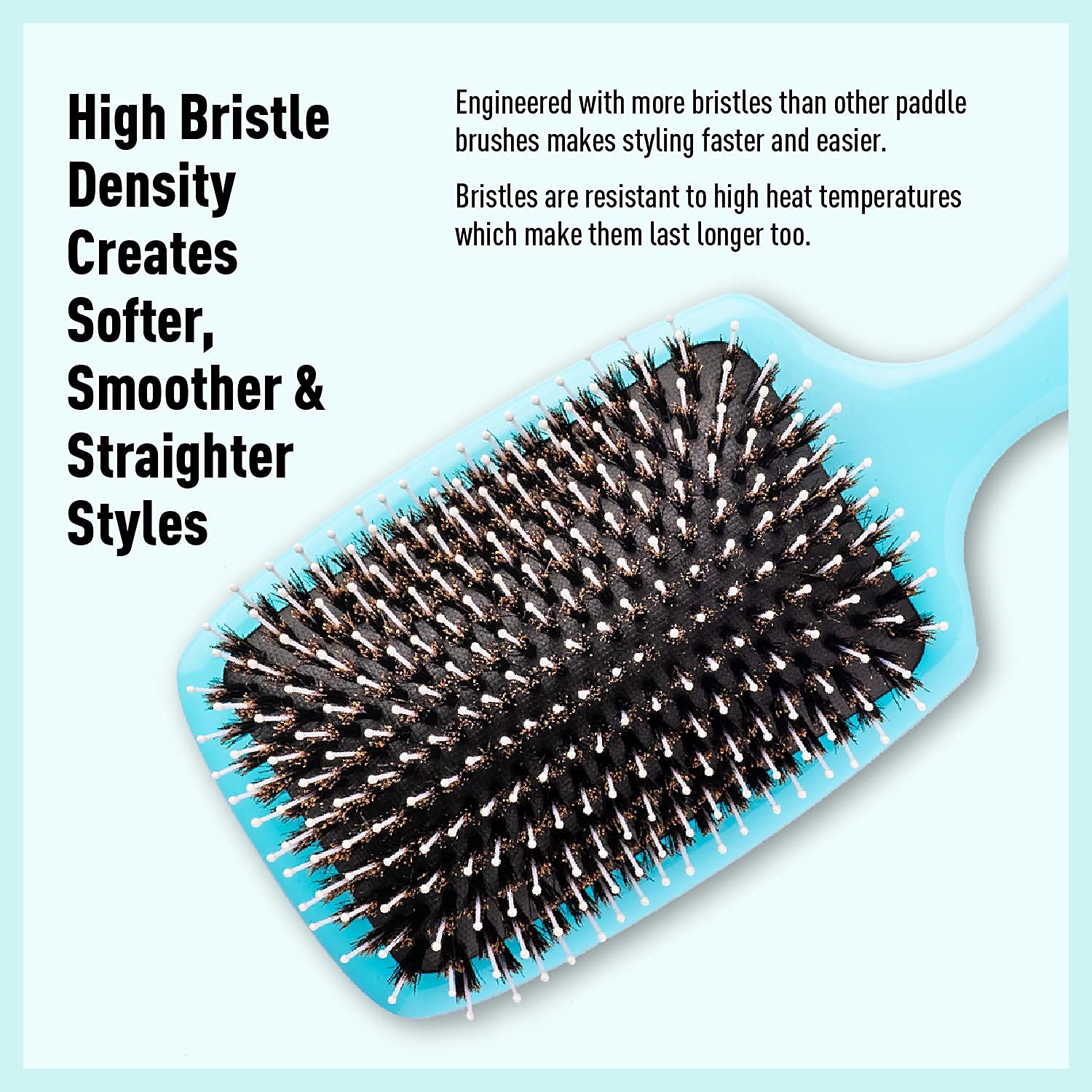 SKYPRO Professional Boar Bristle Paddle Brush – High Density Detangling & Smoothing Brush for All Hair Types