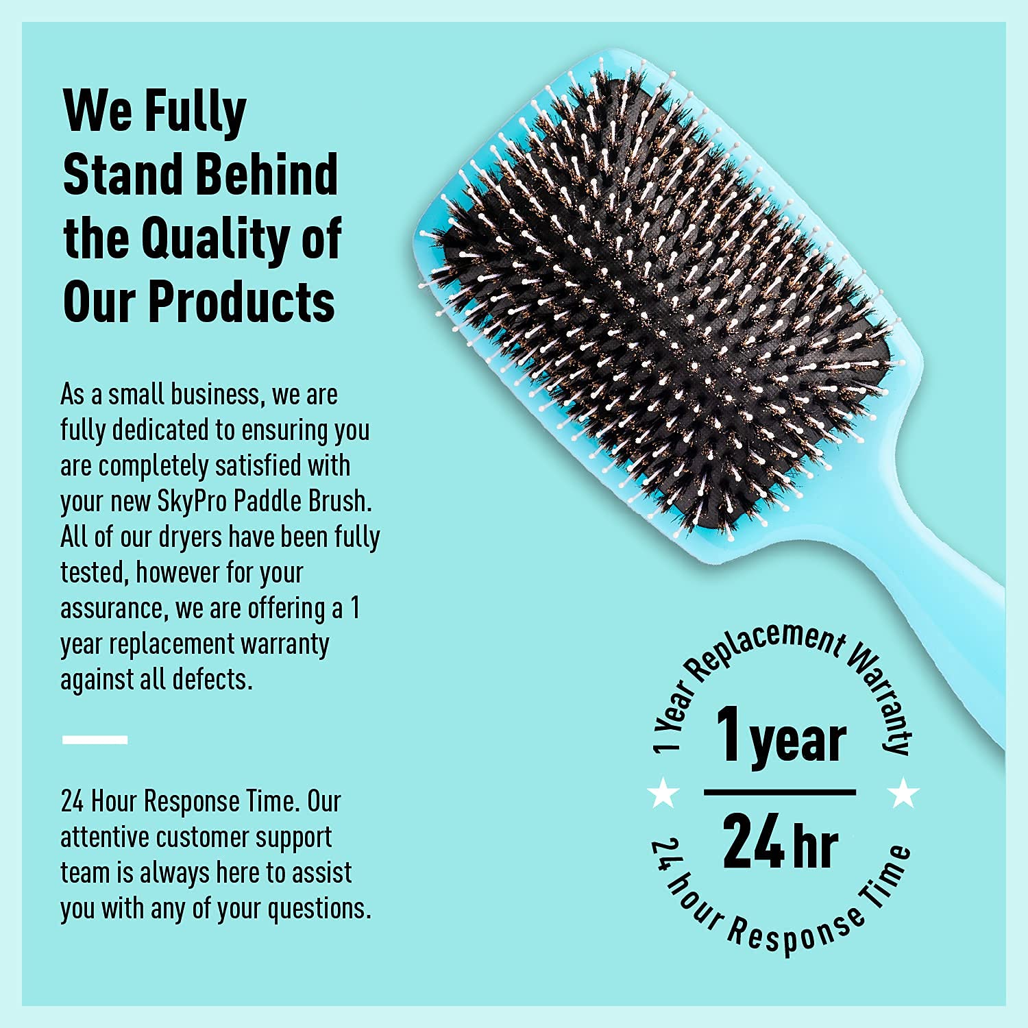SKYPRO Professional Boar Bristle Paddle Brush – High Density Detangling & Smoothing Brush for All Hair Types