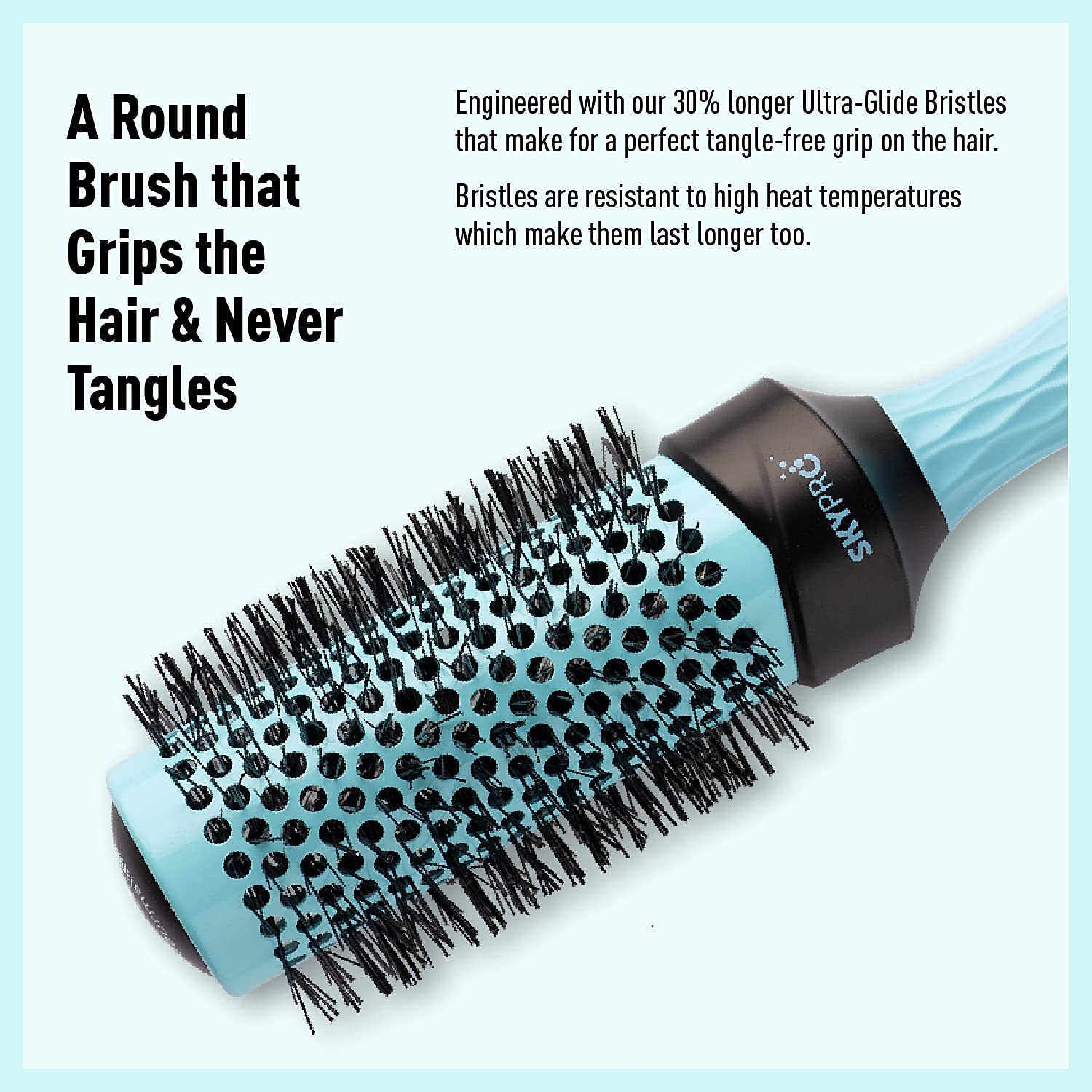 SKYPRO Professional 1.7" Round Brush – Ceramic Ion Barrel Volumizing Blow Drying Brush with Ultra-Glide Bristles
