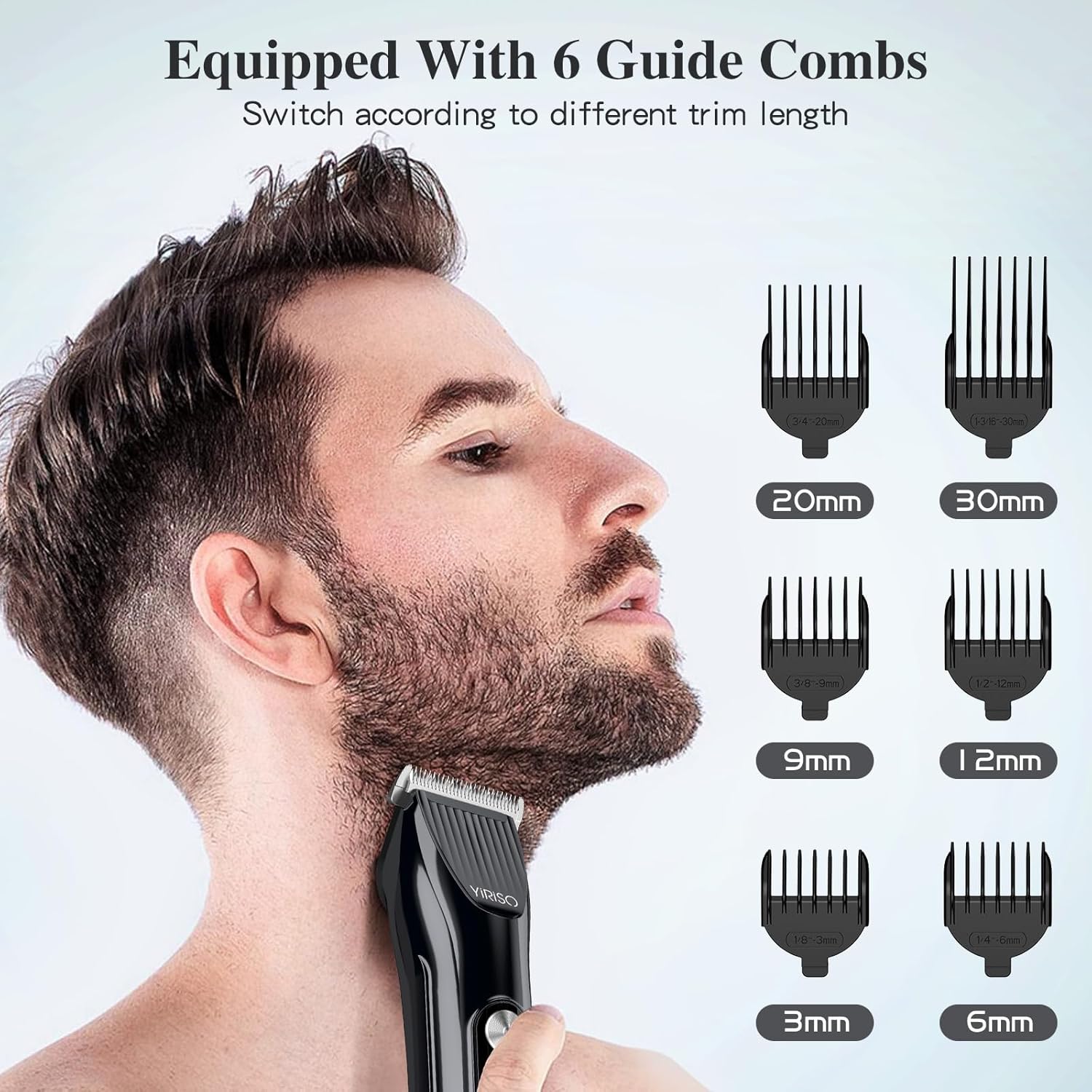 Yiriso Professional Hair Clippers for Men – Waterproof Beard Trimmer with Turbo Power & Adjustable Dial