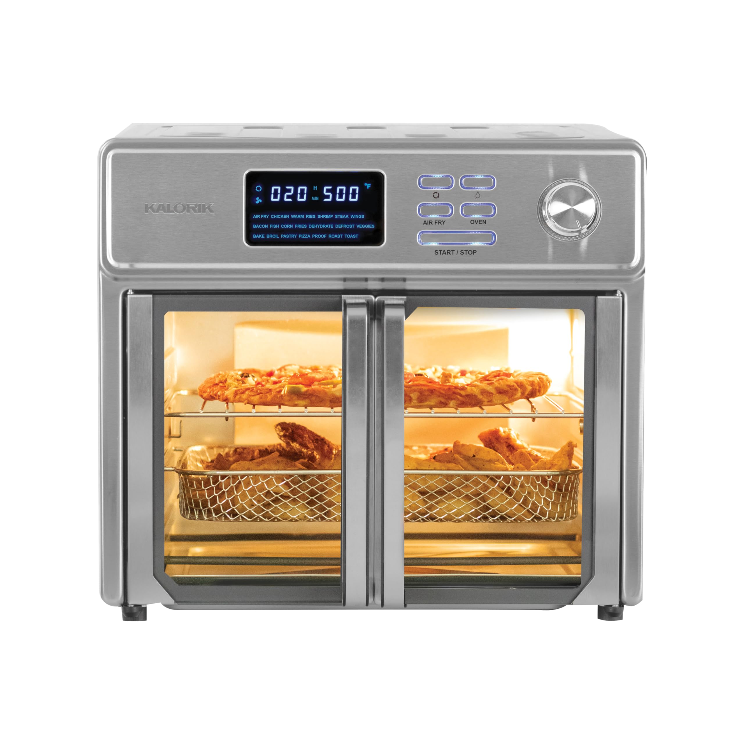 Kalorik MAXX Digital Air Fryer Oven, 26 Quart, 10-in-1 Countertop Toaster Oven & Air Fryer Combo-21 Presets up to 500 degrees, Includes 9 Accessories & Cookbook
