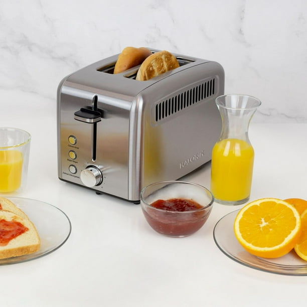 Kalorik 2-Slice Rapid Toaster – 1400W Stainless Steel, Extra-Wide Slots, 6 Shade Settings, Bagel & Defrost Functions