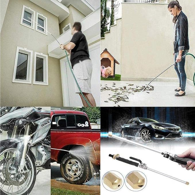 Smart Home High Pressure Power Washer Wand with 2 Brass Nozzles, Midwest Strong Aluminum, Watering Sprayer Cleaning Tool
