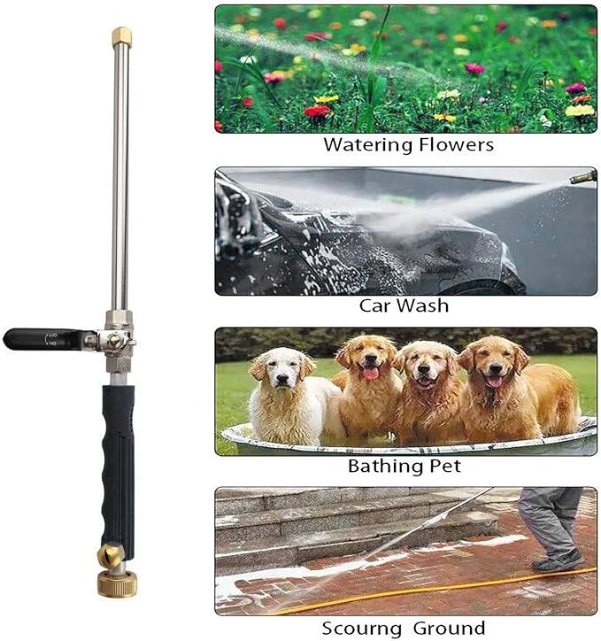 Smart Home High Pressure Power Washer Wand with 2 Brass Nozzles, Midwest Strong Aluminum, Watering Sprayer Cleaning Tool