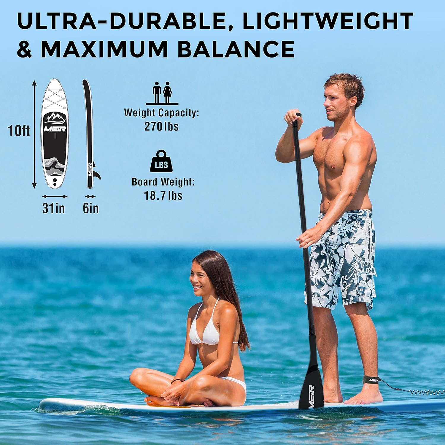 Lange DriftReign 10FT Inflatable Stand Up Paddle Board with SUP Accessories, Backpack, Waterproof Bag, Ankle Leash, Fin and Pump