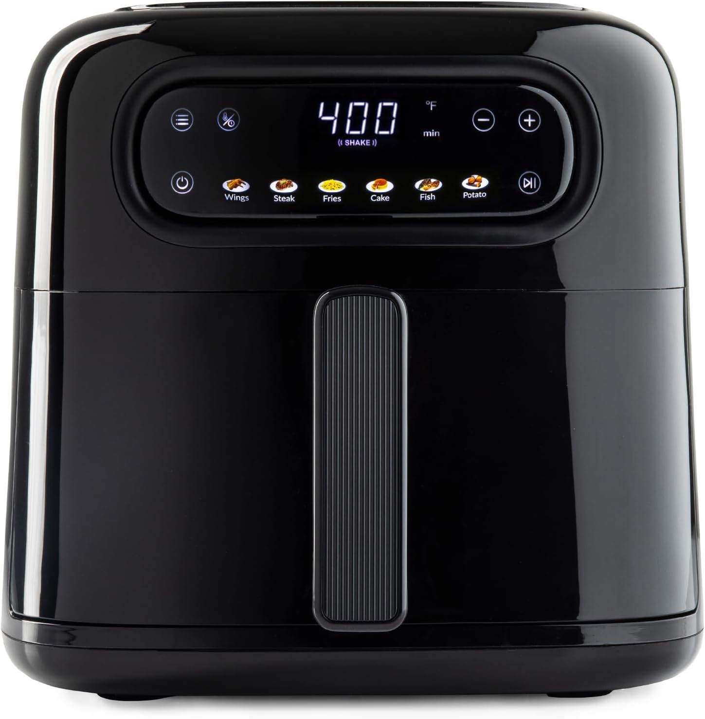 Aria 5Qt Compact Air Fryer, Sleek Space-Saving Design, 6 Intuitive Presets, Modern Touch Screen, Colorful Menu Icons, and Dishwasher-Safe Basket