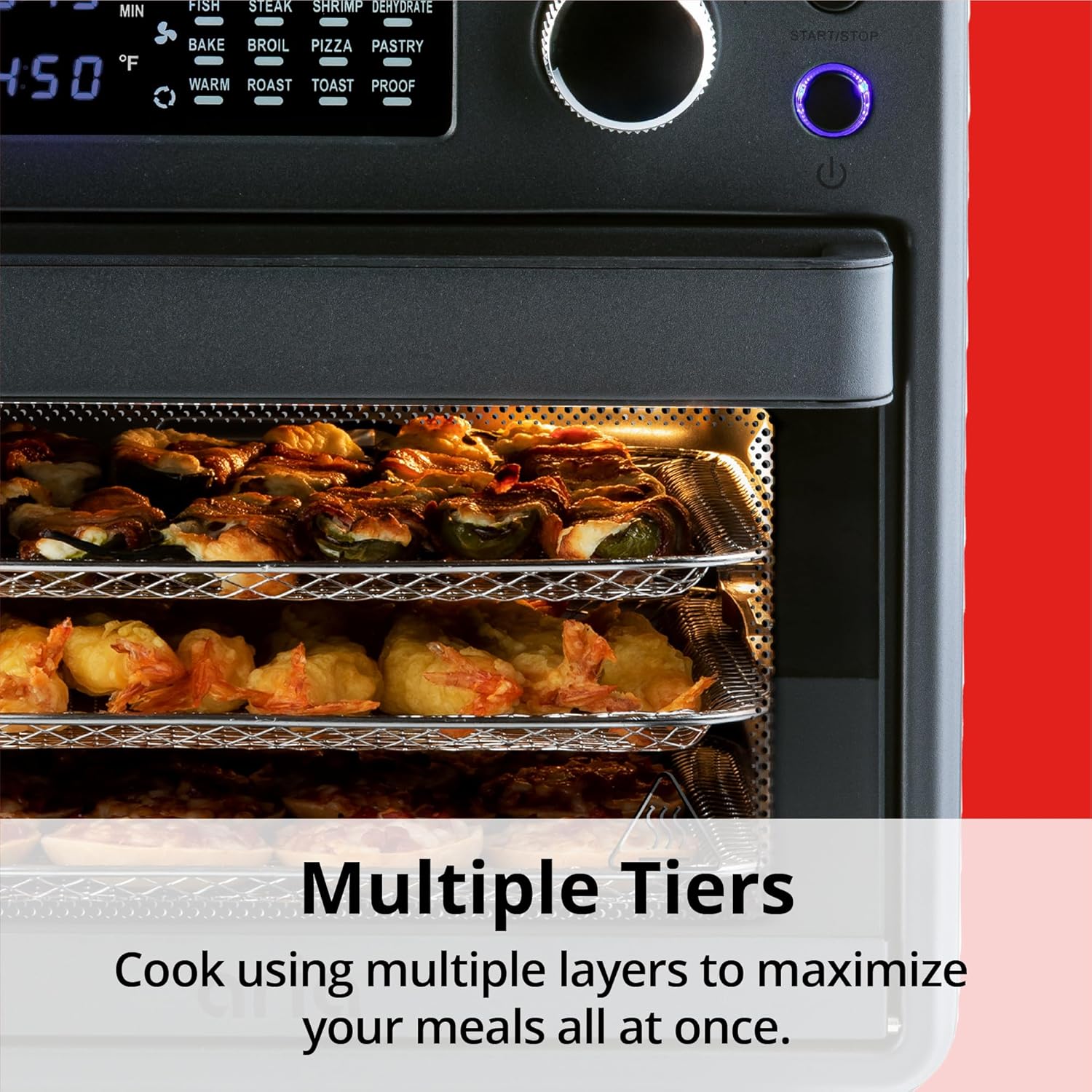 Ariawave Mini 16QT Air Fryer & Toaster Oven, Multifunctional with 15 Presets - Fry, Bake, Roast, Grill, Oil-Free, Compact Design, Inclusive Accessories, 360 Rotisserie Feature, Stainless Steel