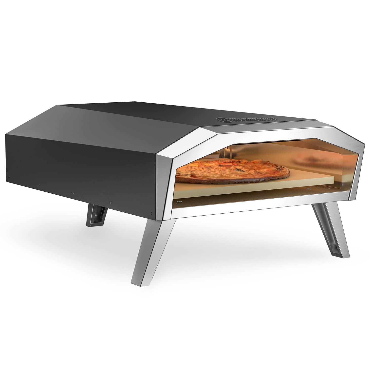 Westinghouse 13-Inch Gas Pizza Oven No Rotation Stone - 1000F High-Heat, Portable Gas-Powered Design, Folding Legs, Adjustable Heat Control, Fast & Crispy Wood-Fired-Style Pizzas