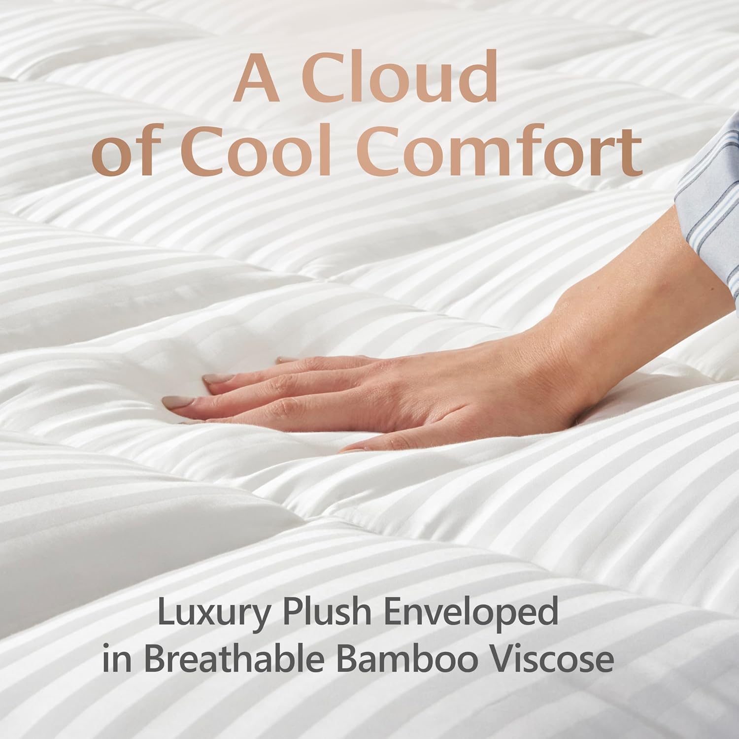 BELLE TERRE Ultra Soft & Thick Cooling Mattress Topper with Cover and Deep Pockets