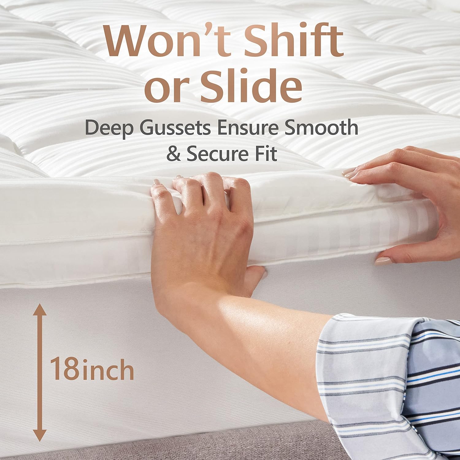 BELLE TERRE Ultra Soft & Thick Cooling Mattress Topper with Cover and Deep Pockets