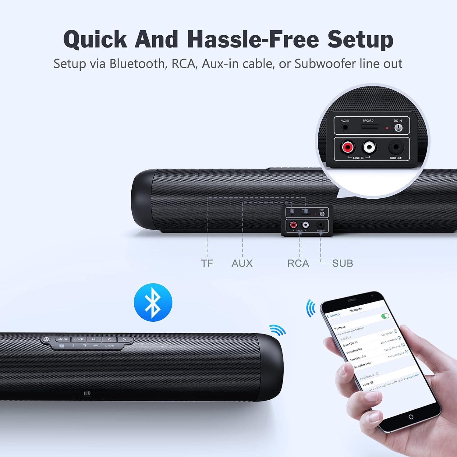 DOSS Soundbar XL, 40W Loud Stunning Sound, Bluetooth 5.0 Speaker with Remote Control