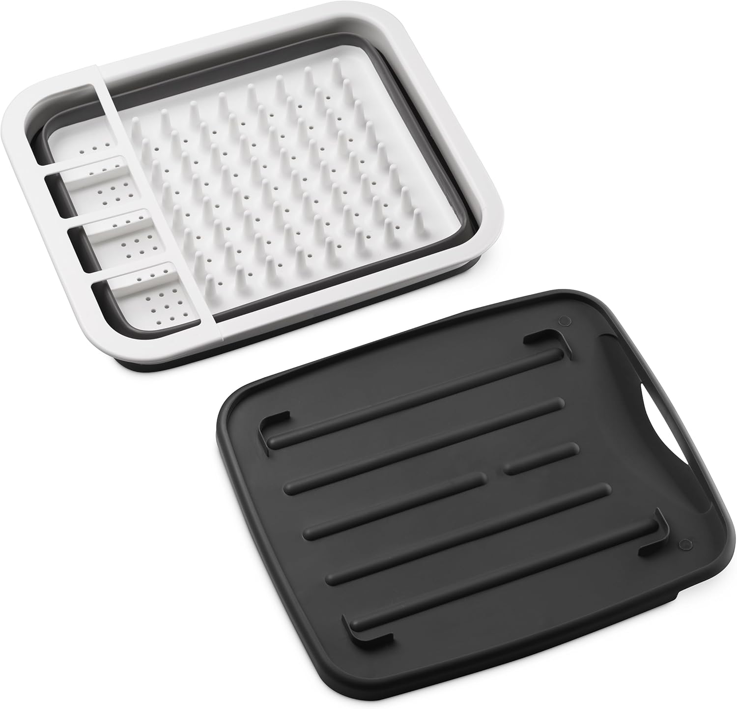 Masirs Pop-Up Collapsible Dish Drying Rack: Convenient Storage, Drains into Sink