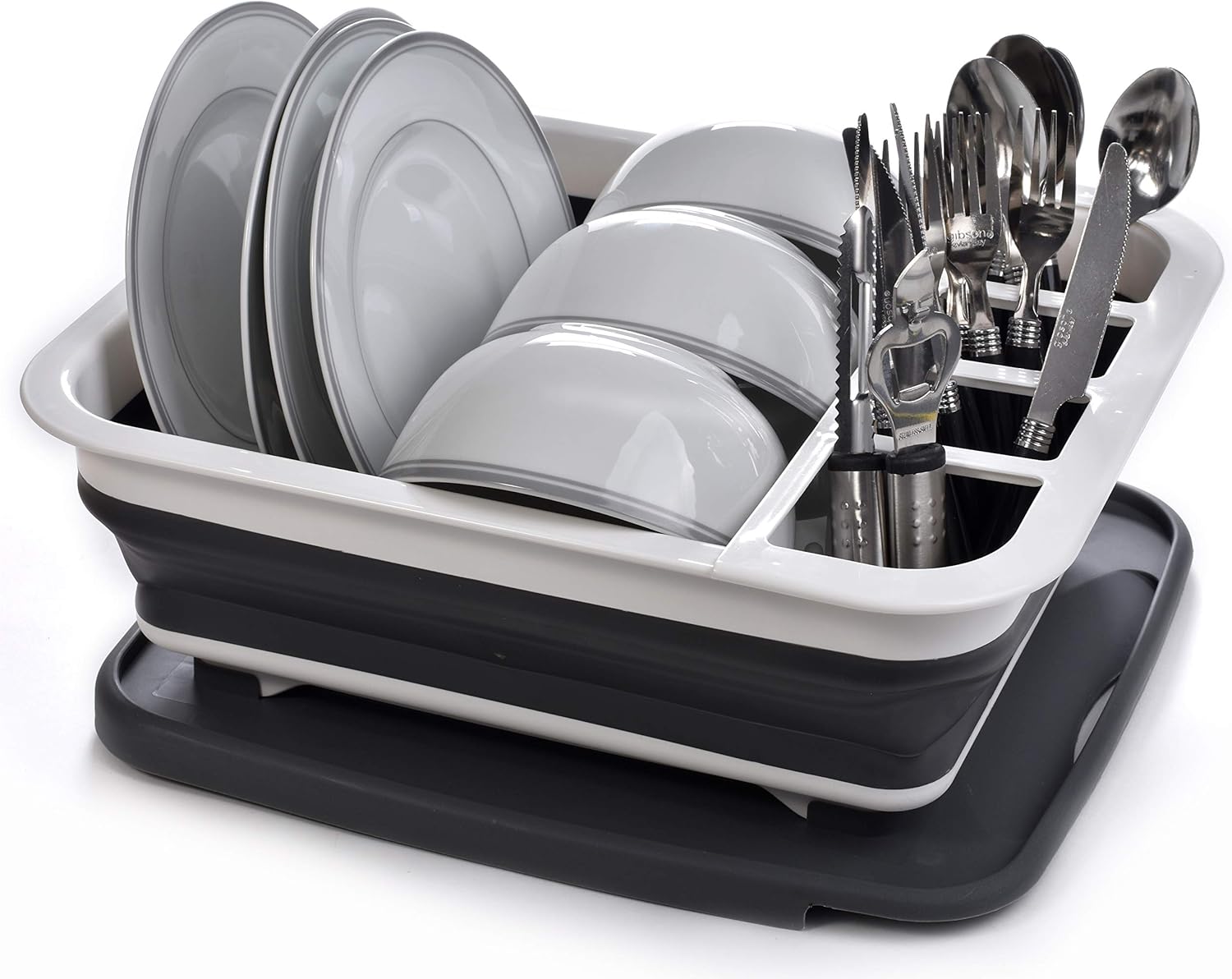Masirs Pop-Up Collapsible Dish Drying Rack: Convenient Storage, Drains into Sink