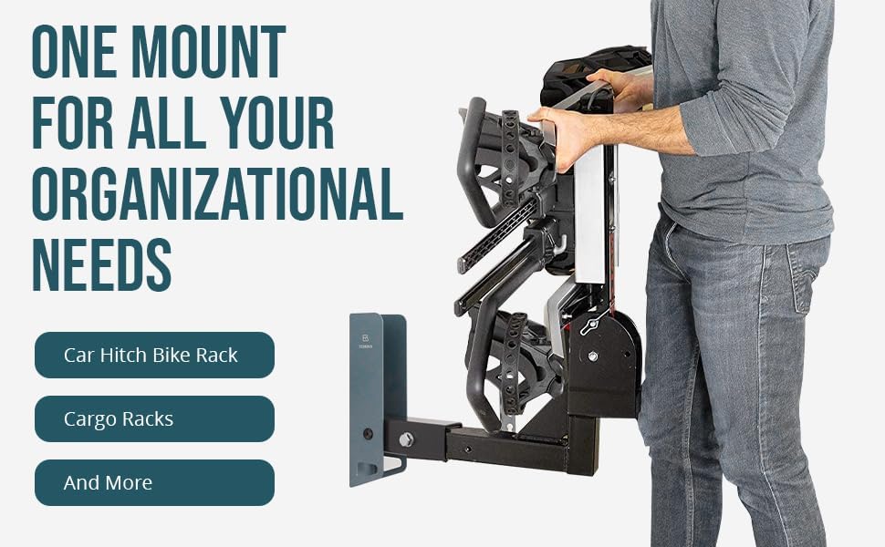 Everest 2 Inch Hitch Wall Mount Rack – Heavy-Duty Bike & Cargo Organizer
