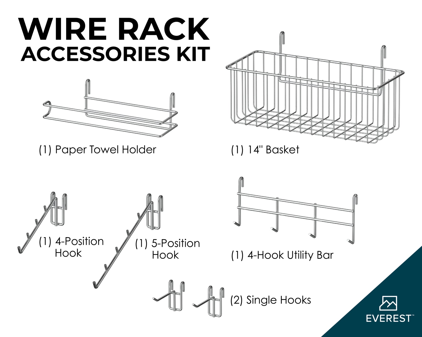 Everest Wire Rack Accessories Kit 7-Pack