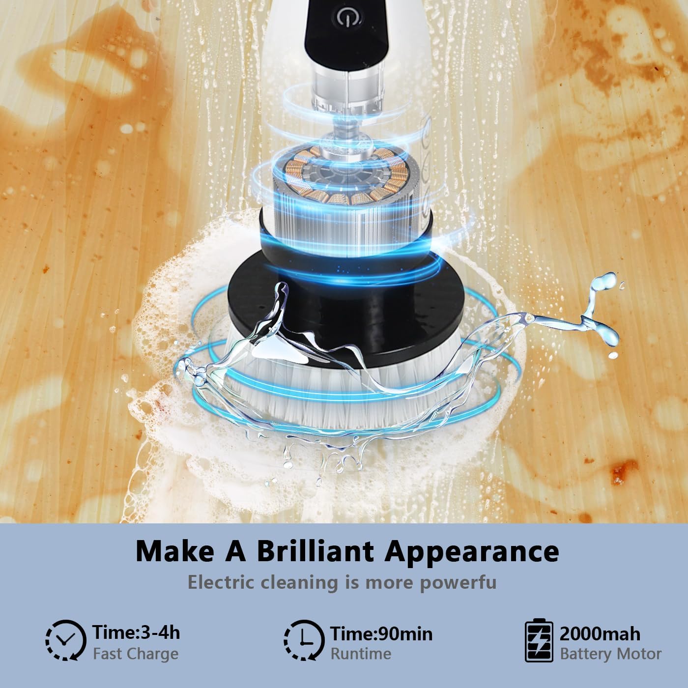 Electric Spin Scrubber,Cordless Cleaning Brush Spin Scrubber,Power Scrubber 2 Adjustable Speeds,7 Replaceable Brush Heads (White)