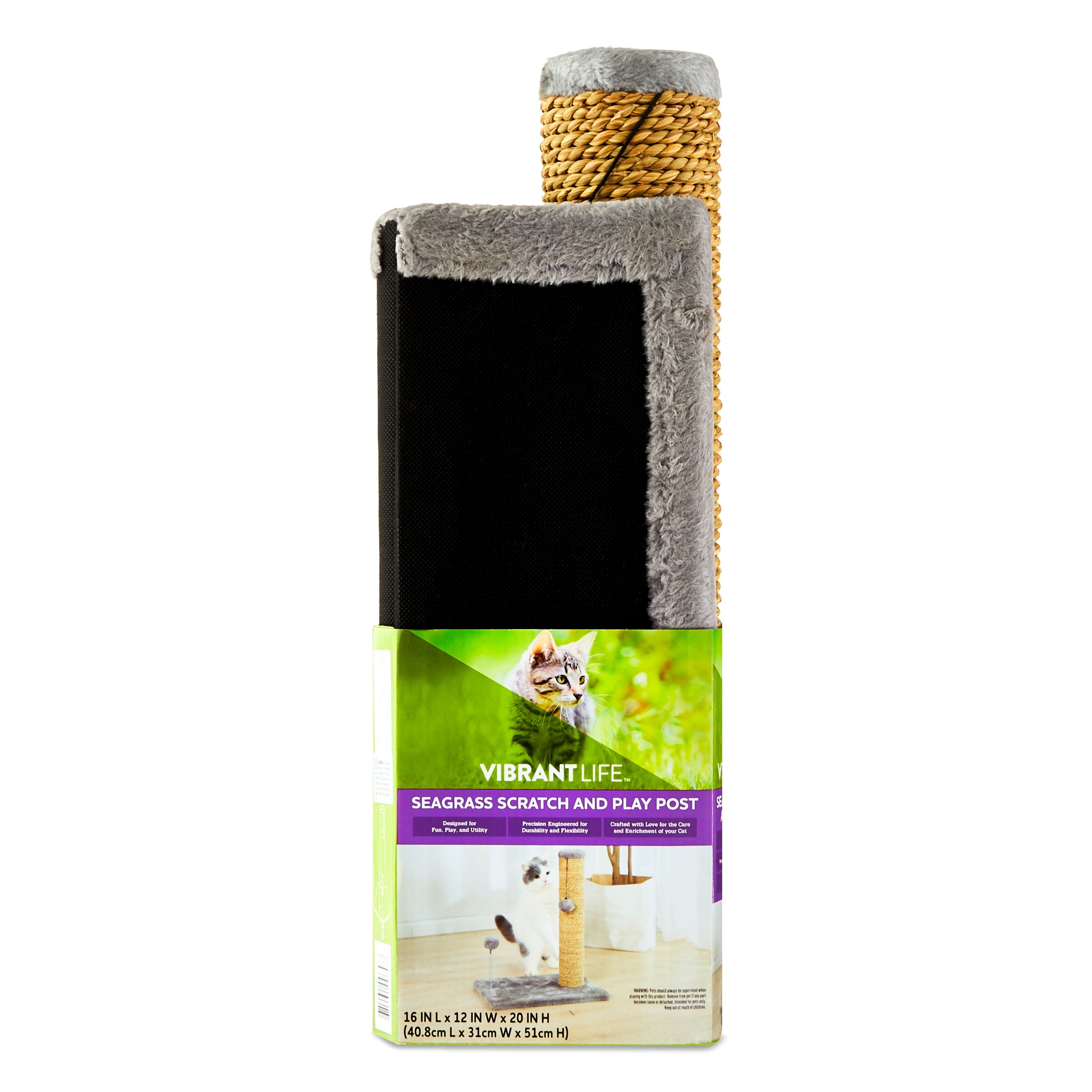 Cat Craft Small Seagrass Scratch and Play Post, Gray, 20"