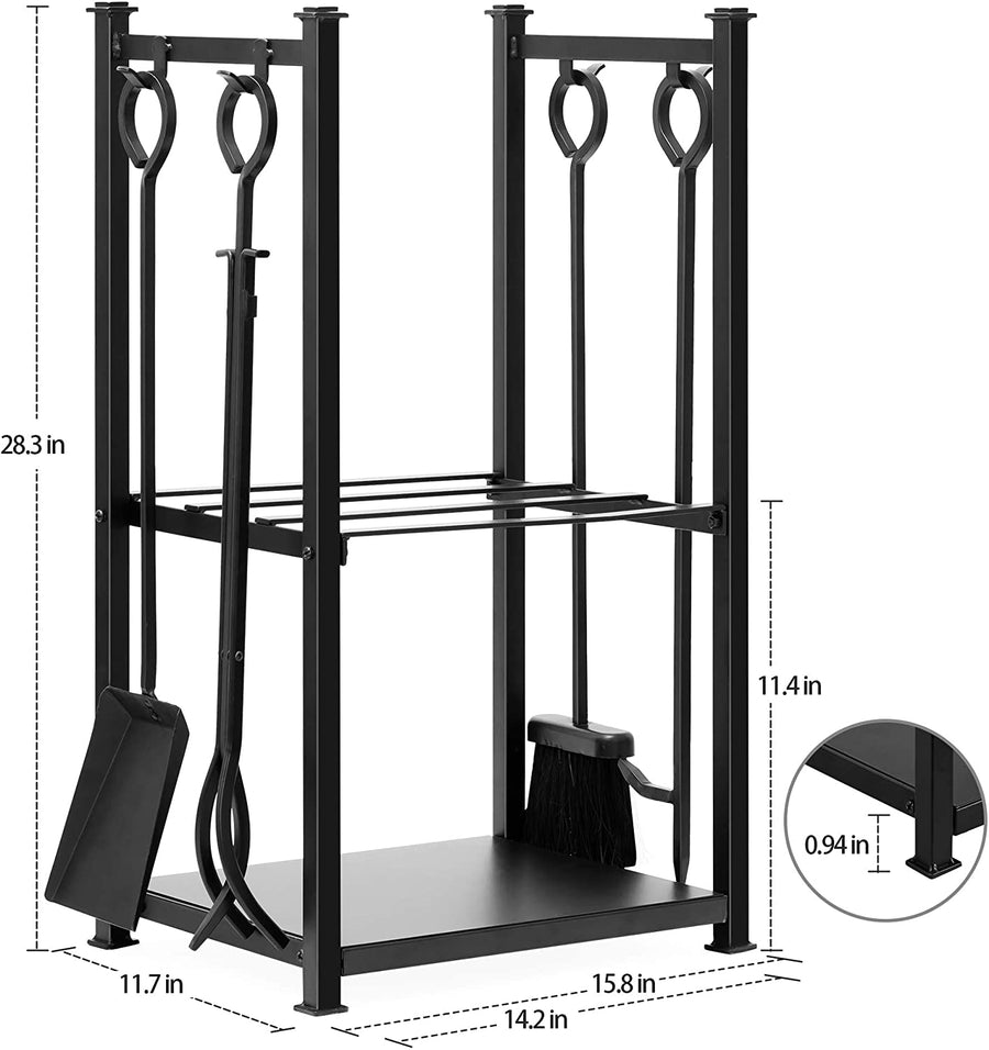 Amagabeli Fireplace Log Rack with 4 Tools Indoor Outdoor Firewood Holders