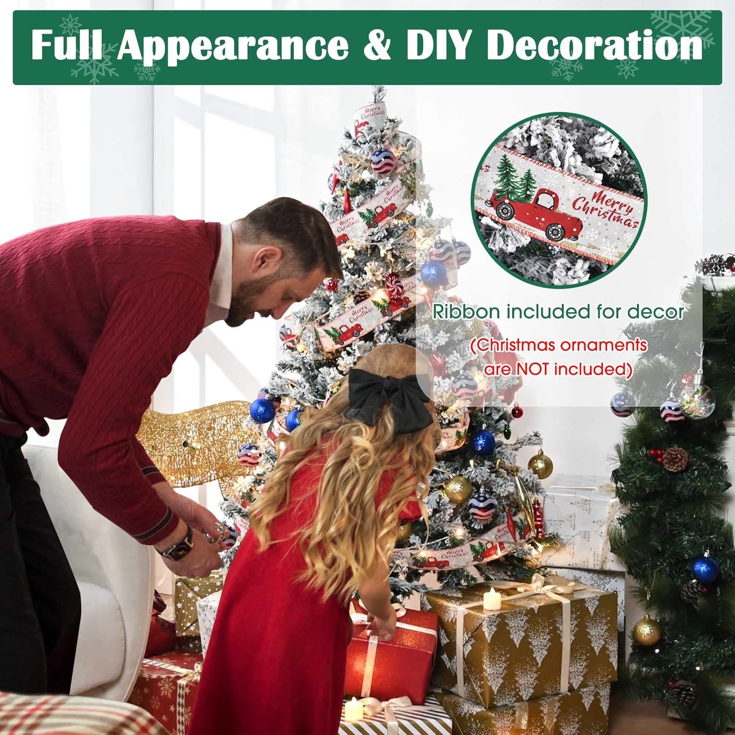 Yescom 5ft White Flocked Artificial Christmas Tree – Hinged Foldable Pine with 518 Branch Tips for Holiday, Party, Office & Home Décor