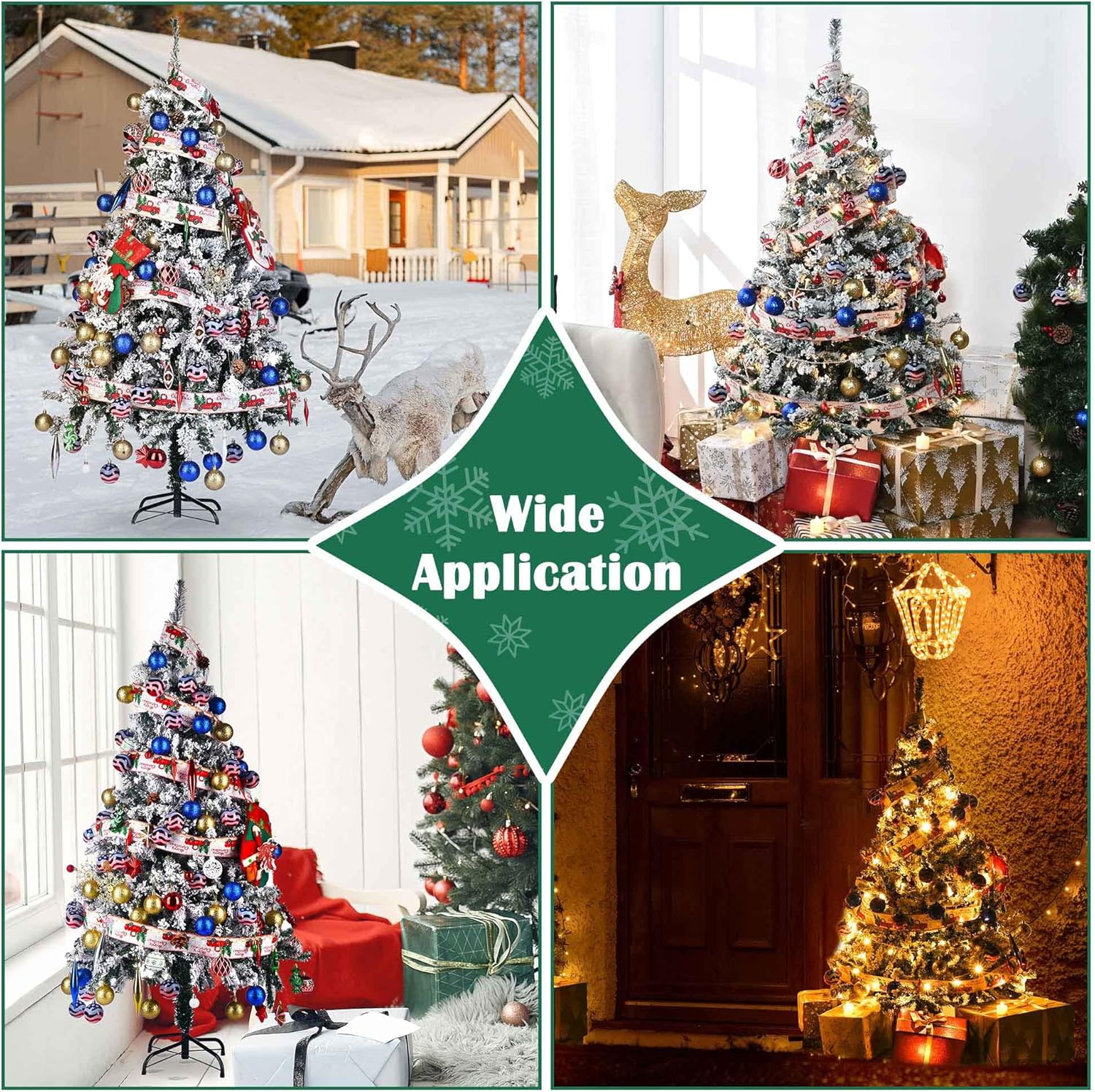 Yescom 5ft White Flocked Artificial Christmas Tree – Hinged Foldable Pine with 518 Branch Tips for Holiday, Party, Office & Home Décor