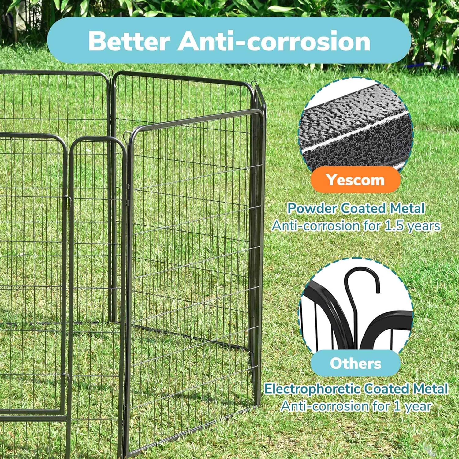 Yescom Heavy-Duty 8-Panel 47" Dog Playpen Fence with Door – Outdoor Pet Kennel for Medium & Large Breeds