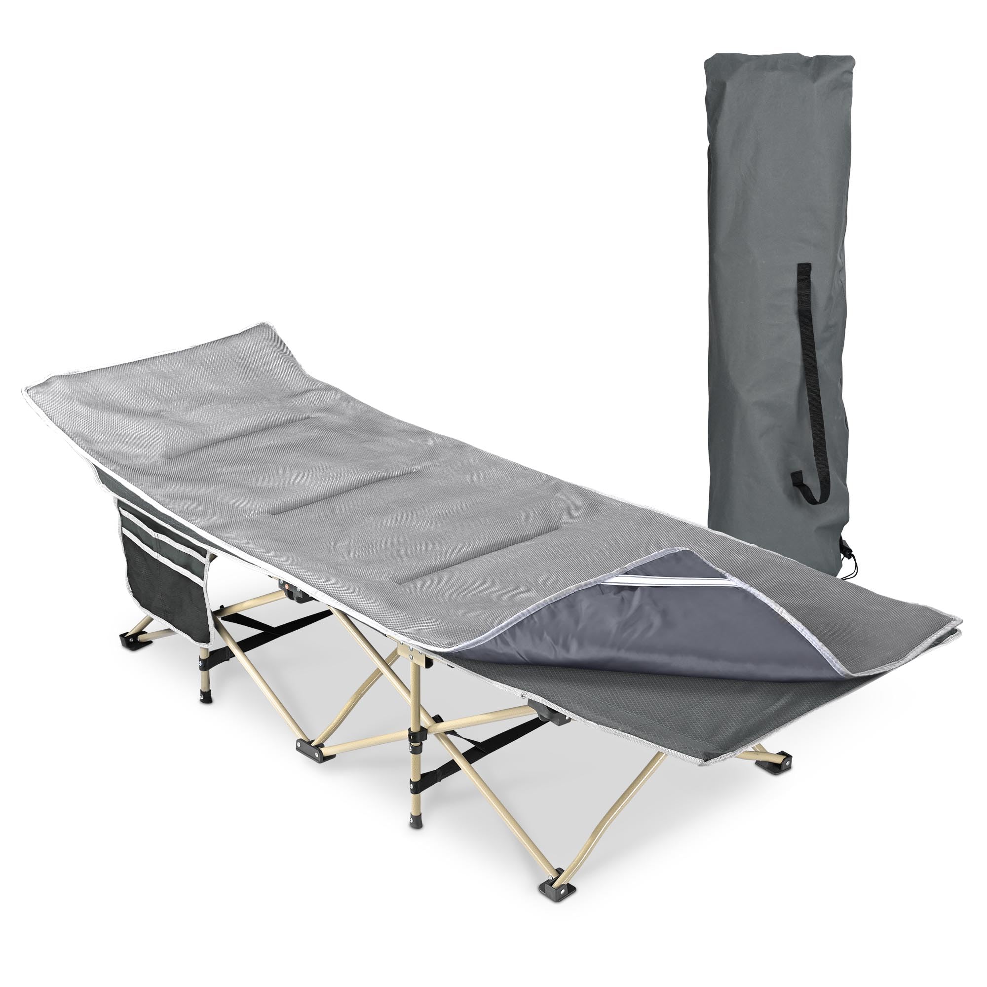 Yescom Folding Camping Cot Portable Travel Sleeping Bed, Indoor/Outdoor Furniture, Grey