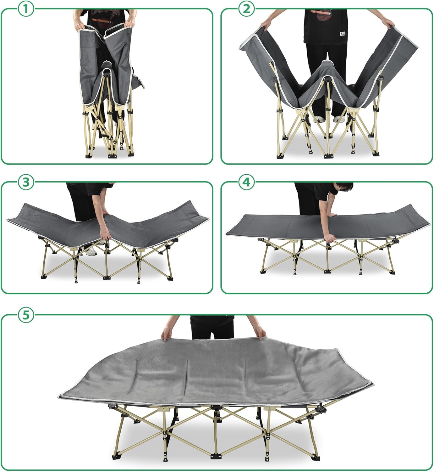 Yescom Folding Camping Cot Portable Travel Sleeping Bed, Indoor/Outdoor Furniture, Grey