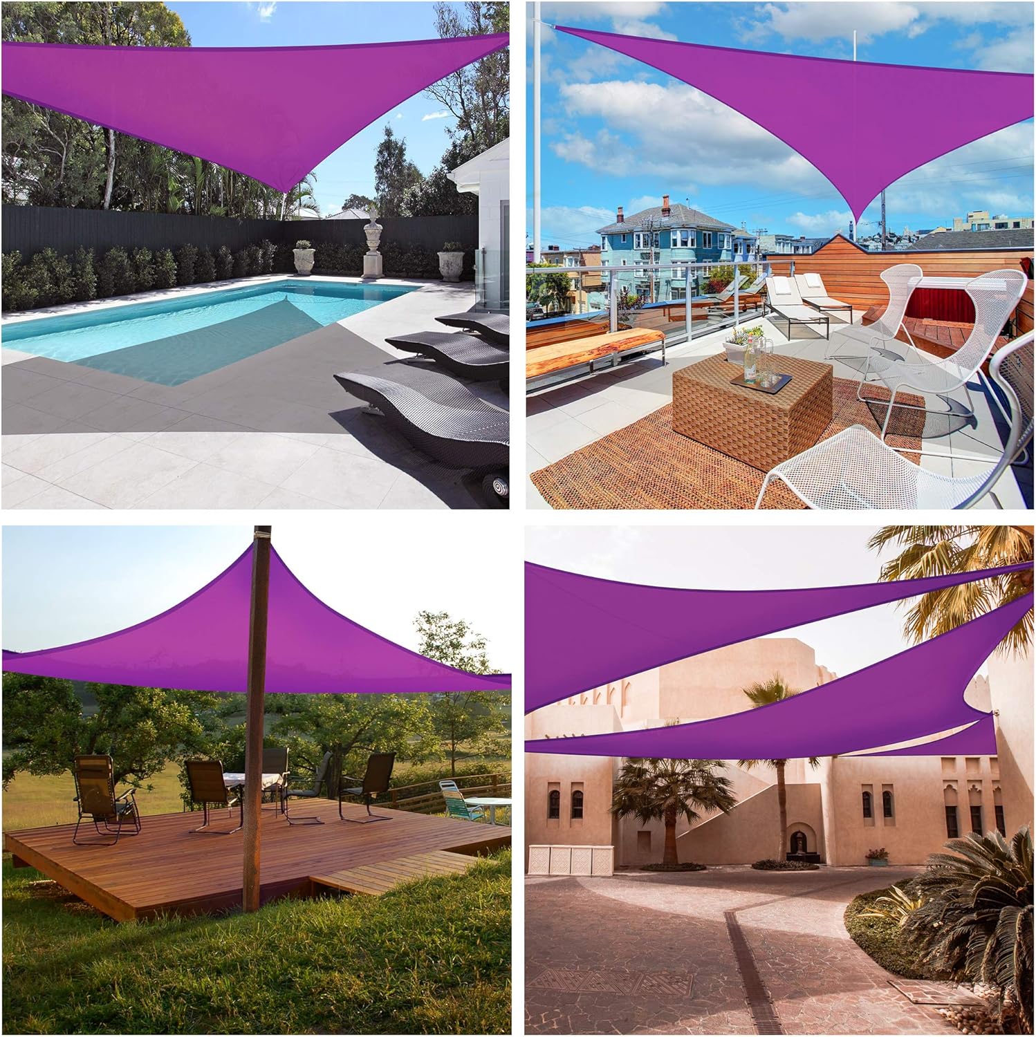 Triangle Sun Shade Sail Fuchsia 97% UV Block Commercial Events Carpark Swimming Pool Camping Beach Picnic Playground Outdoor Building Canopy, Fuchsia (25''x25''x25'')