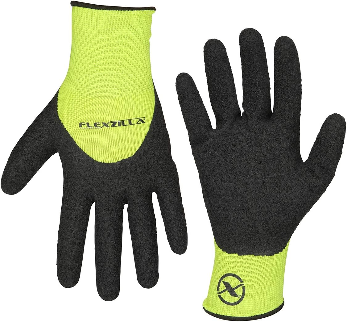 Flexzilla Pro GC241PL 3/4 Dip Palm, Black/ZillaGreen, Crinkle Latex Glove