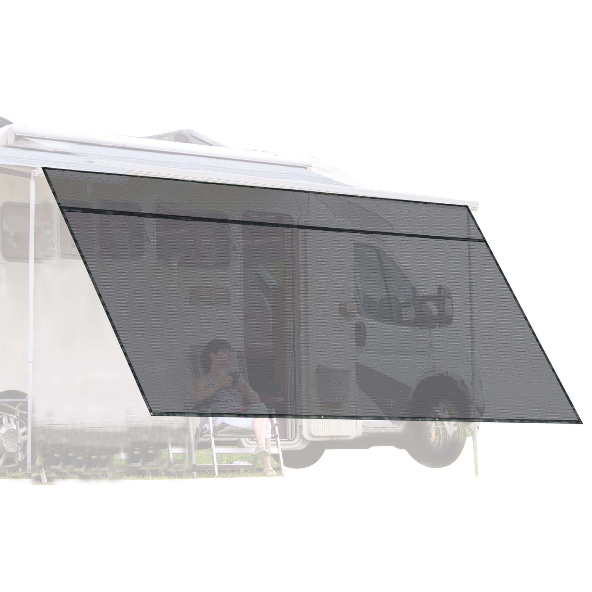 Yescom 6'x15' RV Awning Sun Shade Screen Black Mesh UV Blocker RV Awning Shade for Camping