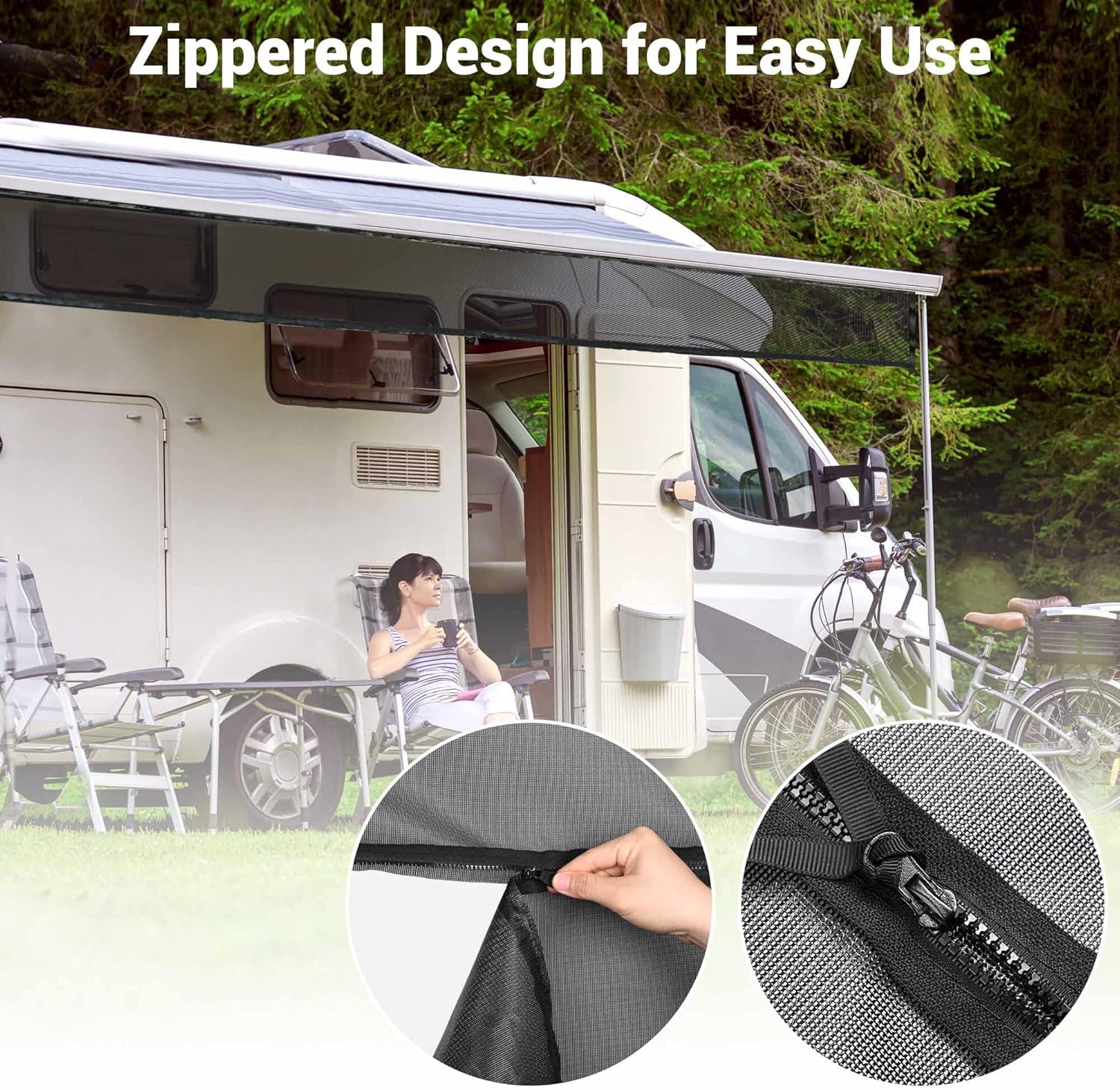 Yescom 6'x19' RV Awning Sun Shade Screen Black Mesh UV Blocker RV Awning Shade for Camping