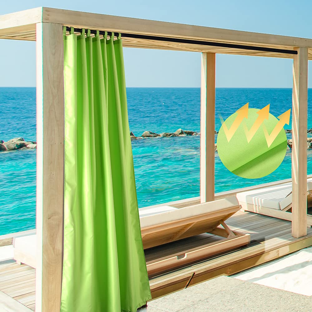 Yescom 54"x120" Outdoor Detachable Sticky Curtain Panel Tab Top Drape Privacy, Green Glow, 54"W x 120"L (Pack of 1)