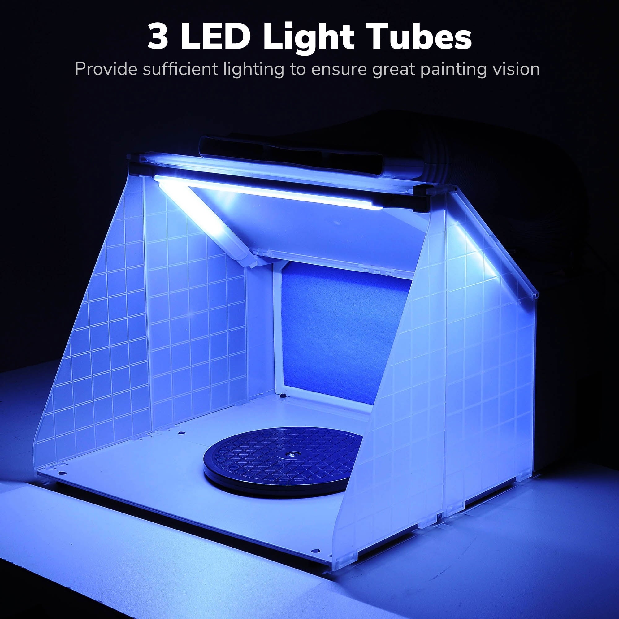 Yescom Portable Airbrush Paint Spray Booth 3 LED Light Tubes Exhaust Filter Extractor