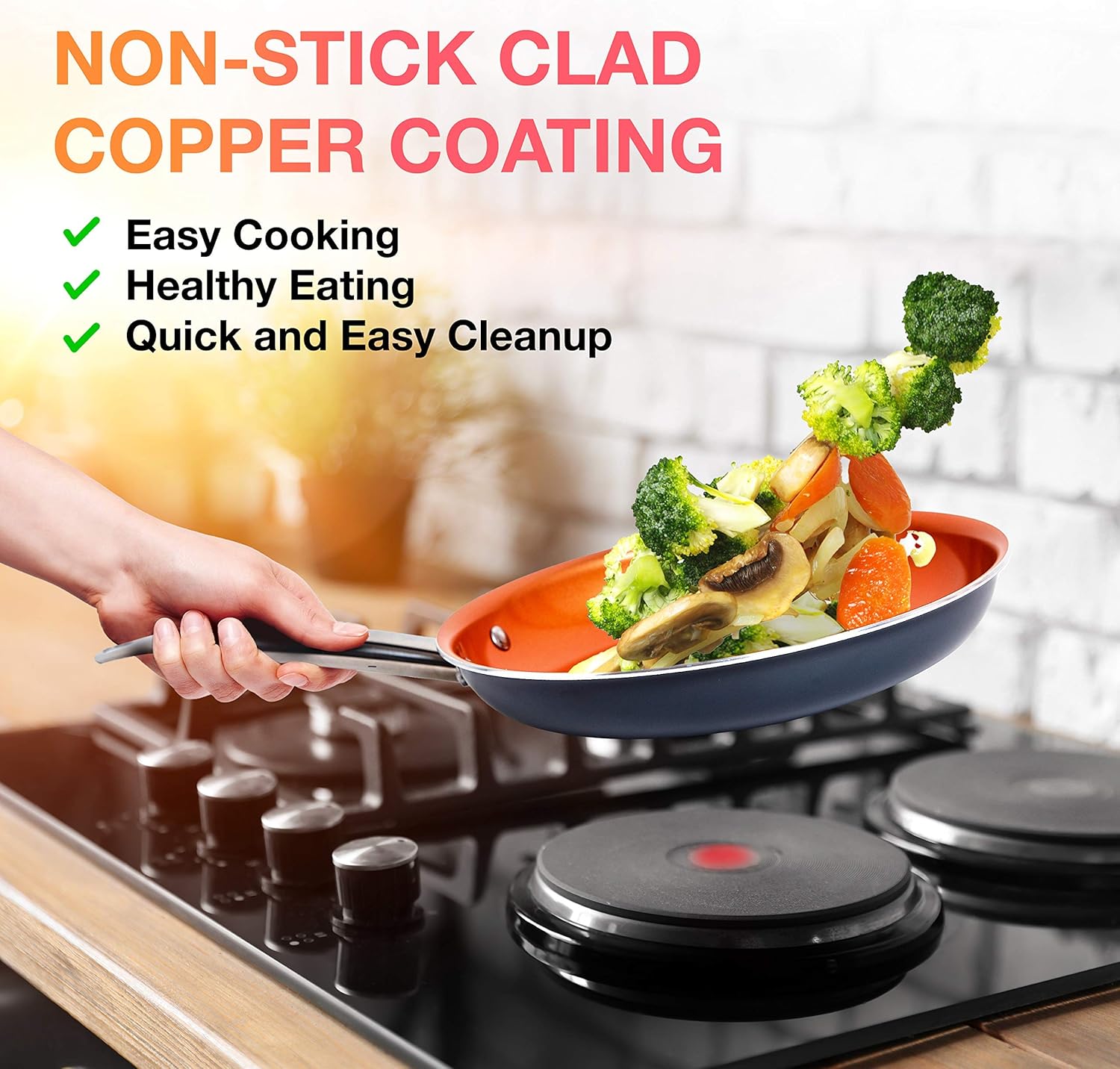 Mueller UltraClad Copper Pots and Pans Set, 14-Piece Kitchen Cookware Set