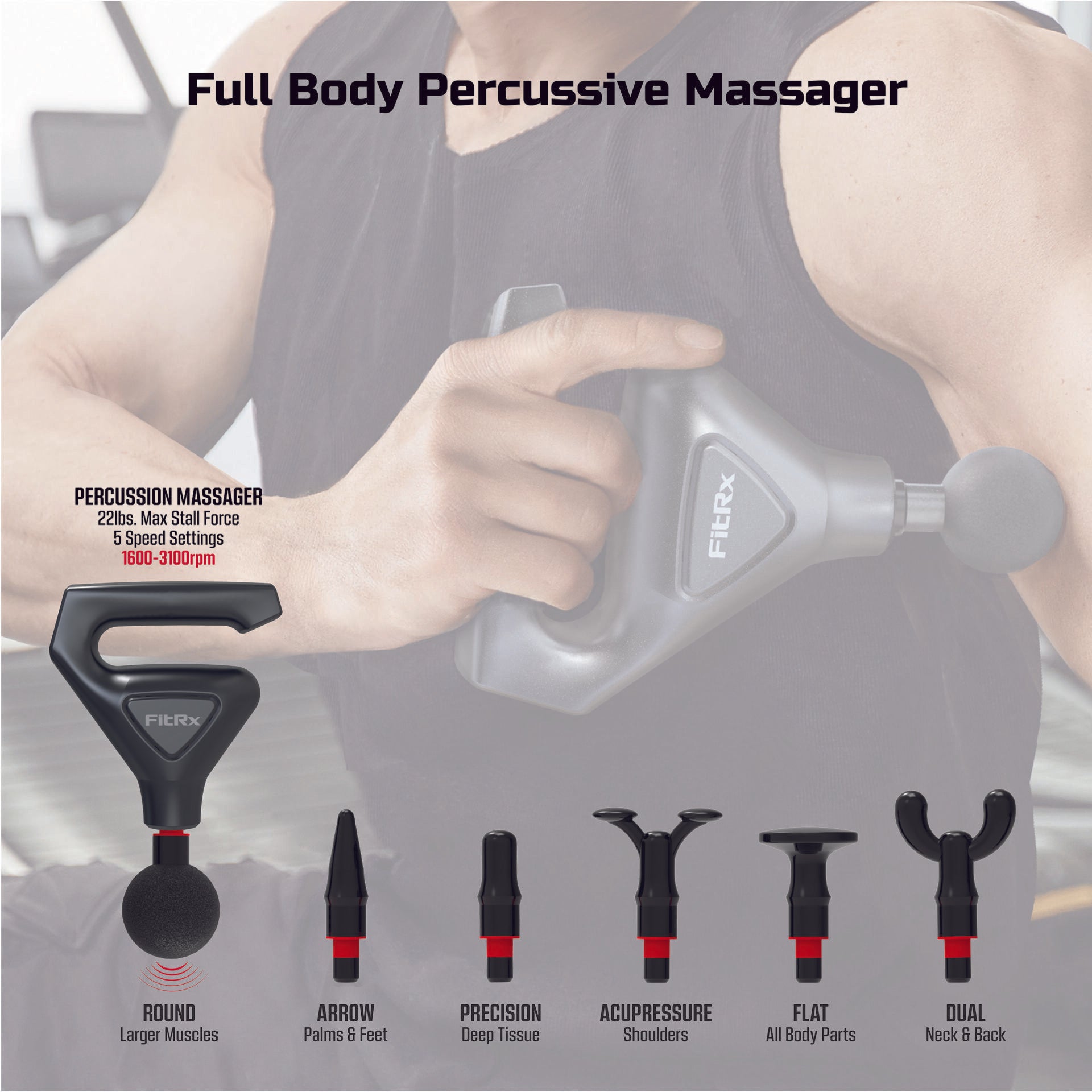 FitRx 2-in-1 Vibrating Massage Belt and Massage Gun