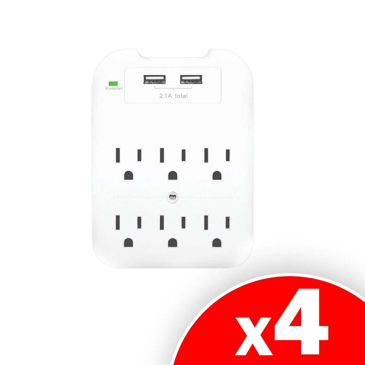 Tech2 6-Outlet Surge Protector with 2 USB Ports (2.4A) – ETL Certified