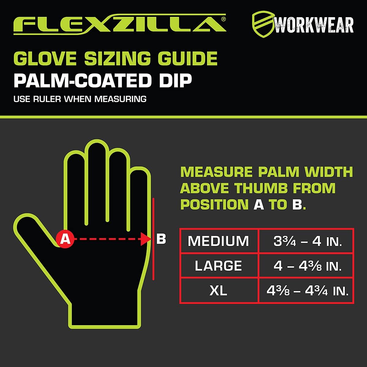 Flexzilla Pro GC241PL 3/4 Dip Palm, Black/ZillaGreen, Crinkle Latex Glove