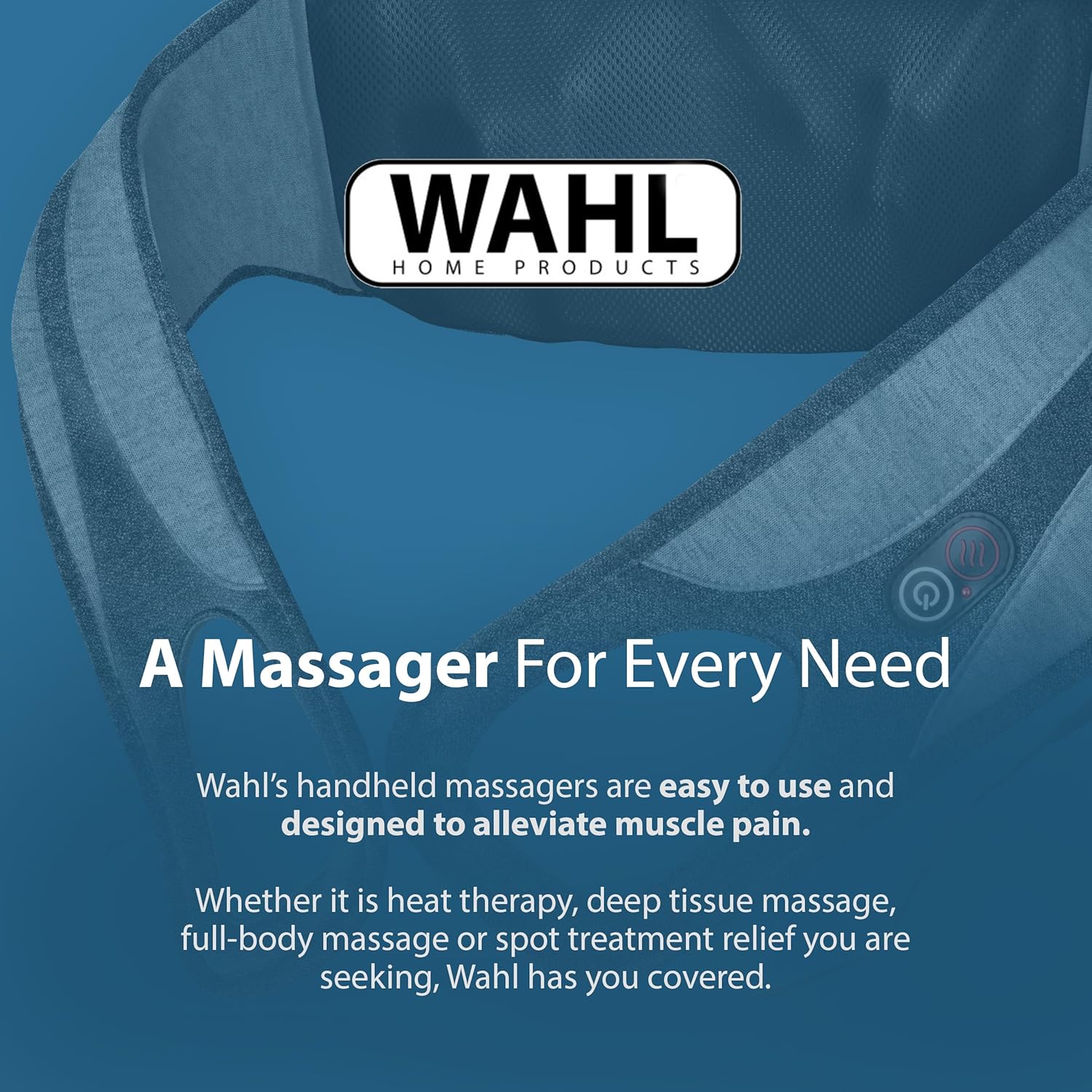 Wahl Body Massager Wrap with Heat, Shiatsu Massage Nodes, Soothing Pain Relief for Neck, Back, Shoulders, & Legs, FSA Eligible, Black/Grey